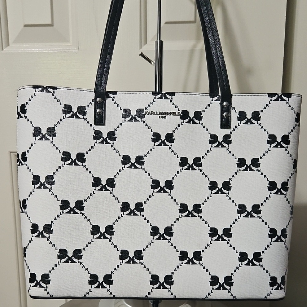 Karl Lagerfeld New Without Tags Monochrome Patterned Tote